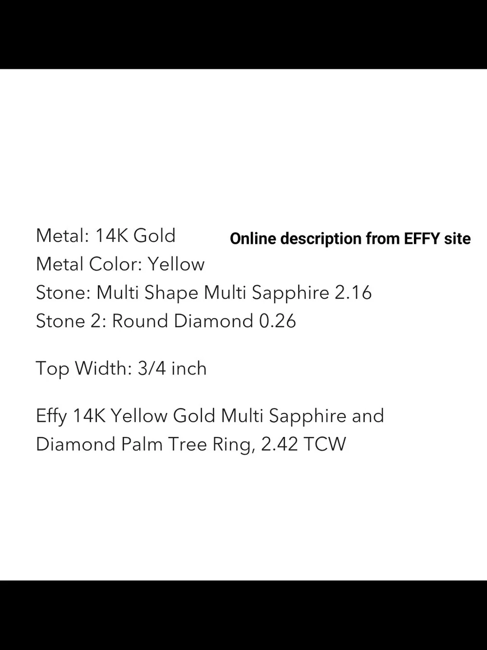 EFFY *Rare Find* Brand New 14K Gold Multi-Stone Ring Size 7